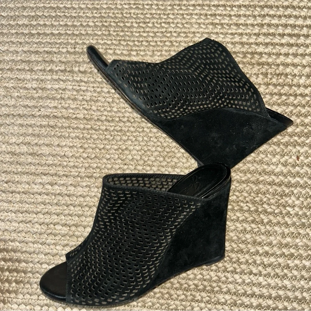 Joie Black Cutout Wedge Sandals